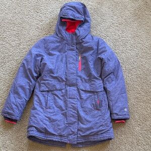 Champion Cozy Kids Purple Puffer Jacket with Pink Fleece Lining